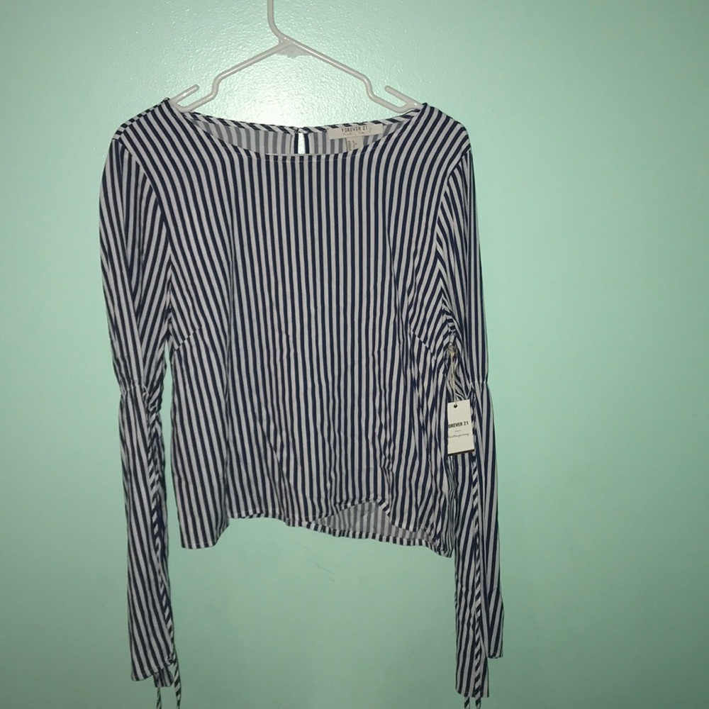Striped Bell Sleeve Crop Top